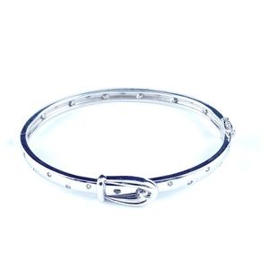 🌷DIAMONIQUE EPIPHANY Platinum Clad SW SCATTERED STONE FAUX BUCKLE BRACELET 8”